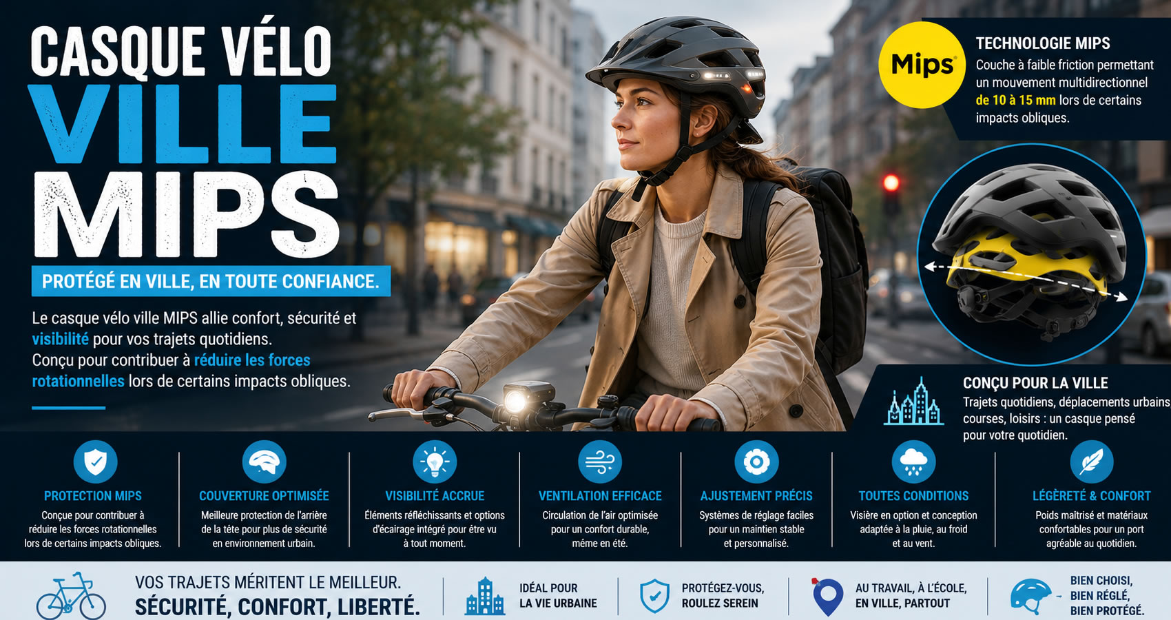 Casque v&eacute;lo ville MIPS
