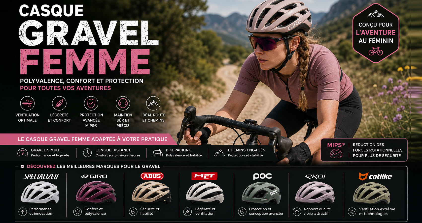 Casque gravel femme