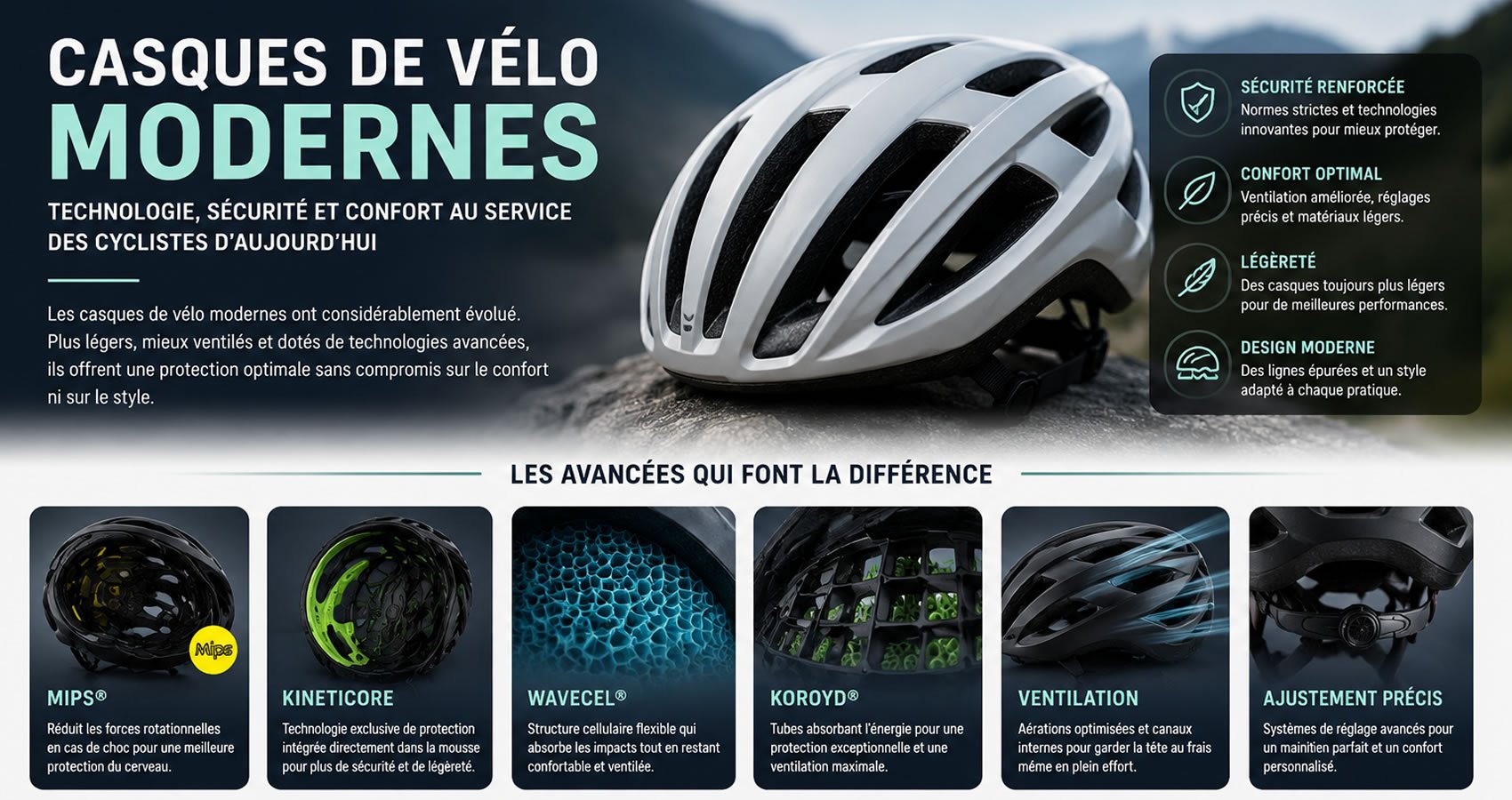 Casque v&eacute;lo moderne : technologies, confort et design