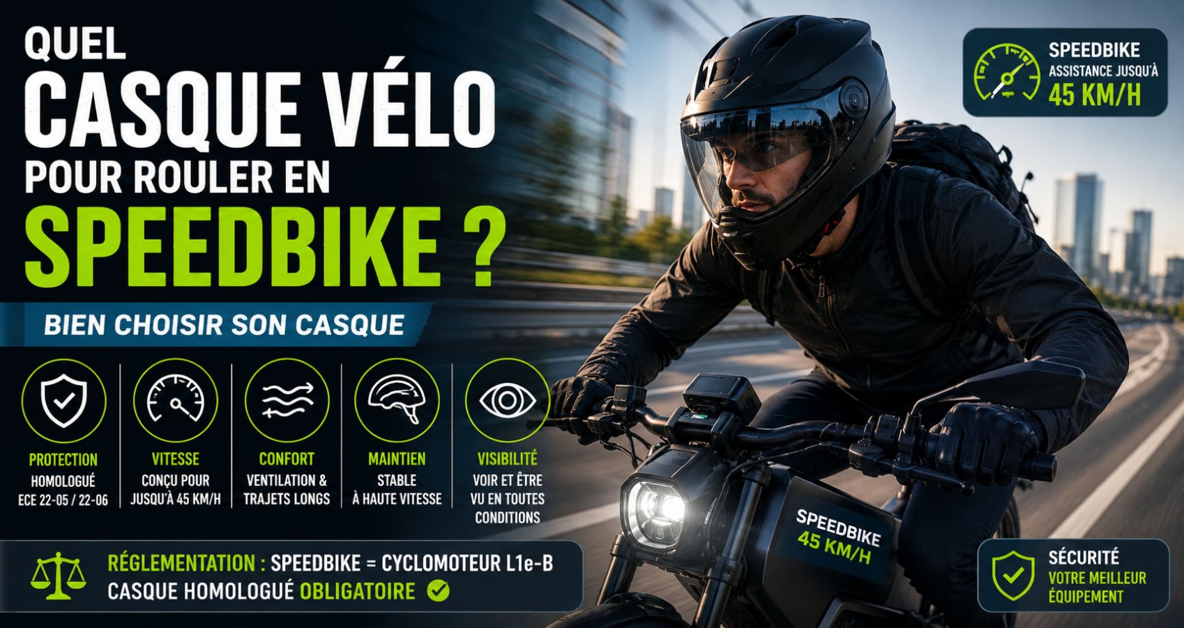 Casque v&eacute;lo adapt&eacute; au speedbike jusqu�&agrave; 45 km/h